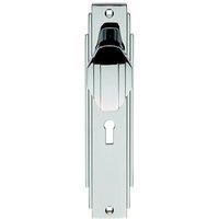 Loops PAIR Line Detailed Door Knob on Lock Backplate 205 x 45mm Polished Chrome