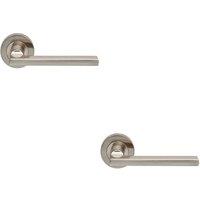 Loops 2x PAIR Straight Plinth Mounted Handle on Round Rose Concealed Fix Satin Nickel in Metallics