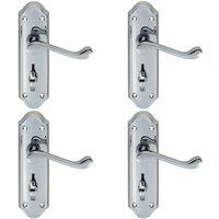 Loops 4x PAIR Victorian Upturned Lever on Bathroom Backplate 168 x 47mm Chrome