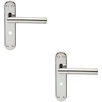 Loops 2x Round Bar Lever on Bathroom Backplate Door Handle 180 x 40mm Polished Chrome