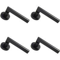 Loops 4x PAIR Straight Plinth Mounted Handle on Round Rose Concealed Fix Matt Black