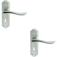 Loops 2x PAIR Curved Lever on Sculpted Edge Backplate 180 x 48mm Satin/Polished Chrome
