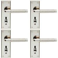Loops 4x PAIR Round Bar Lever on Bathroom Backplate 150 x 50mm Polished & Satin Nickel in Metallics