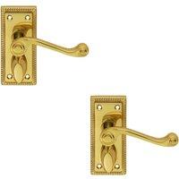 Loops 2x PAIR Reeded Design Scroll Lever on Bathroom Backplate 112 x 48mm Brass in Metallics