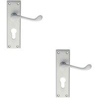Loops 2x PAIR Victorian Scroll Handle on Euro Lock Backplate 150 x 43mm Satin Chrome
