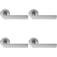 Loops 4x PAIR Flat Rectangular Bar Handle on Round Rose Concealed Fix Satin Chrome