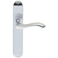 Loops PAIR Curved Handle on Long Slim Latch Backplate 241 x 40mm Satin Chrome