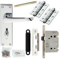 Loops Door Handle & Bathroom Lock Pack Chrome Victorian Straight 150 x 42mm Backplate