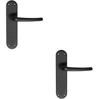Loops 2x PAIR Slim Round Bar Handle on Shaped Latch Backplate 185 x 40mm Matt Black