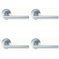 Loops 4x PAIR Round Recessed Bar Handle on Round Rose Concealed Fix Satin Chrome