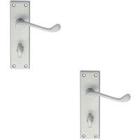 Loops 2x PAIR Victorian Scroll Handle on Bathroom Backplate 150 x 43mm Satin Chrome