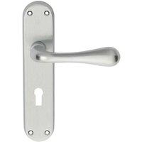 Loops PAIR Smooth Round Bar Handle on Lock Backplate 185 x 40mm Satin Chrome