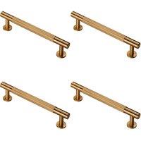 Loops 4x Knurled Bar Door Pull Handle 158 x 13mm 128mm Fixing Centres Satin Brass in Metallics