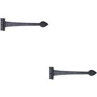 Loops 2x PAIR 430 x 102mm Ornate T Hinge Black Antique Internal Decorative Door Hinge