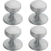 Loops 4x Ringed Tiered Cupboard Door Knob 38mm Diameter Satin Chrome Cabinet Handle