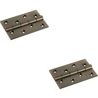 Loops 2x PAIR 102 x 67 x 4mm Brass Washered Butt Hinge Antique Brass Internal Door in Metallics