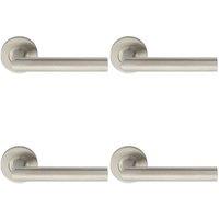 Loops 4x PAIR Straight Mitred Bar Handle on Round Rose Concealed Fix Satin Steel in Metallics