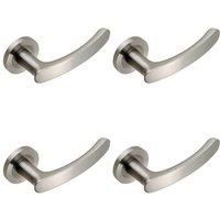 Loops 4x PAIR Curved Handle with Rounded Ends Concealed Fix Round Rose Satin Steel in Metallics
