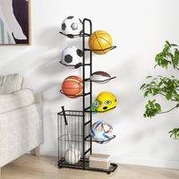 Costway 7-Tier Basketball Ball Storage Rack Sports Equipment Display Organizer in Black