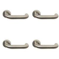 Loops 4x PAIR 22mm Round Bar Safety Handle on Round Rose Concealed Fix Satin Steel in Metallics