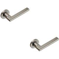 Loops 2x PAIR Slim Elliptical Handle on Round Rose Concealed Fix Satin Steel in Metallics