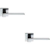 Loops 2x PAIR Flat Squared Bar Handle on Square Rose Concealed Fix Polished Chrome