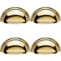 Loops 4x Victorian Cup Pull Handle Polished Brass 92 x 46mm 76mm Fixing Centres in Metallics