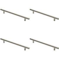 Loops 4x Straight T Bar Pull Handle 600 x 30mm 450mm Fixing Centres Satin Steel in Metallics