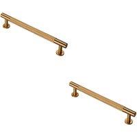 Loops 2x Knurled Bar Door Pull Handle 190 x 13mm 160mm Fixing Centres Satin Brass in Metallics