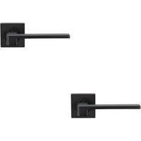Loops 2x PAIR Flat Squared Bar Handle on Square Rose Concealed Fix Matt Black