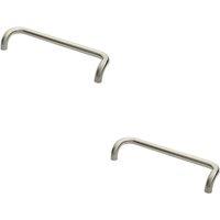 Loops 2x Cranked Pull Handle 480 x 30mm 450m Fixing Centres Satin Stainless Steel in Metallics