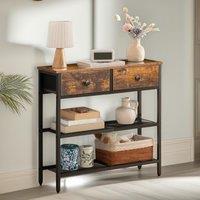 Pirlo Plush Industrial Console Table With 2 Non-Woven Drawers Hallway Furniture in Brown