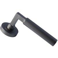 Loops PAIR Straight Round Bar Handle on Round Rose Concealed Fix Matt Bronze