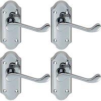 Loops 4x PAIR Victorian Scroll Lever on Short Latch Backplate 112 x 48mm Chrome