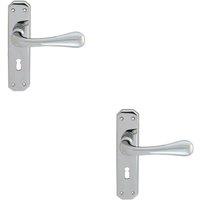 Loops 2x PAIR Heavy Duty Handle on Angular Lock Backplate 180 x 40mm Polished Chrome