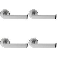 Loops 4x PAIR Flat Faced Lever on Round Rose Chamfered Edge Concealed Fix Satin Chrome
