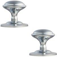 Loops 2x Round Victorian Centre Door Knob Polished Chrome 85mm Rose Outdoor Handle