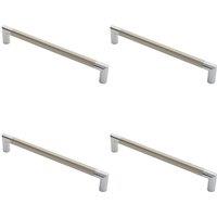 Loops 4x Larged Round Bar Mitred Door Handle 325 x 19mm Polished Chrome Satin Nickel in Metallics