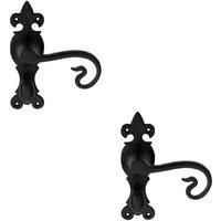 Loops 2x PAIR Forged Curled Handle on Bathroom Backplate 167 x 51mm Black Antique