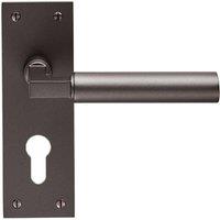 Loops PAIR Round Bar Handle on Slim Euro Lock Backplate 150 x 50mm Matt Bronze