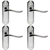 Loops 4x PAIR Curved Lever on Sculpted Latch Backplate 180 x 48mm Dual Chrome