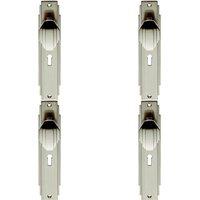 Loops 4x PAIR Line Detailed Door Knob on Lock Backplate 205 x 45mm Satin Nickel in Metallics