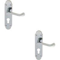Loops 2x PAIR Victorian Upturned Lever on Euro Lock Backplate 170 x 42 Polished Chrome