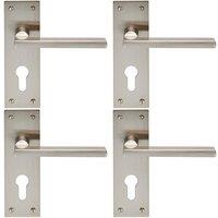 Loops 4x PAIR Straight Bar Handle on Slim Euro Lock Backplate 150 x 50mm Satin Nickel in Metallics