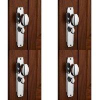 Loops 4x PAIR Line Detailed Door Knob on Bathroom Backplate 205 x 45mm Polished Chrome
