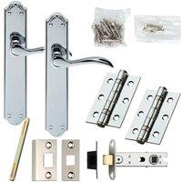 Loops Door Handle & Latch Pack Chrome Victorian Scroll Lever on Backplate 245 x 45mm