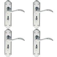 Loops 4x PAIR Curved Door Handle Lever on Bathroom Backplate 180 x 45mm Chrome