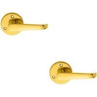 Loops 2x PAIR Victorian Straight Shaped Lever on 59mm Round Rose Polished Brass Handle in Metallics
