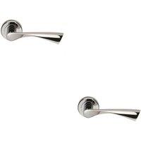 Loops 2x PAIR Angular Twisted Handle on Round Rose Concealed Fix Polished Chrome