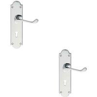 Loops 2x PAIR Victorian Scroll Handle on Lock Backplate 205 x 49mm Polished Chrome